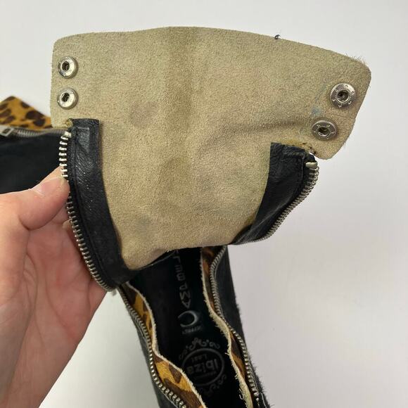 Jeffrey Campbell Ibiza Sci Fi Fur Platform Sneaker Booties Tan Black Leopard 6.5 - Picture 13 of 16